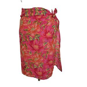 Beach Riot Floral Melanie Sarong Sheer Cover Up Tropical Pink Womens One Size